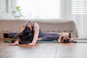 women yoga at home