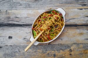Delicious and healthy noodles on the table