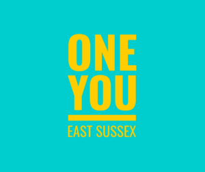 One You East Sussex Logo, writing in yellow on an aqua background